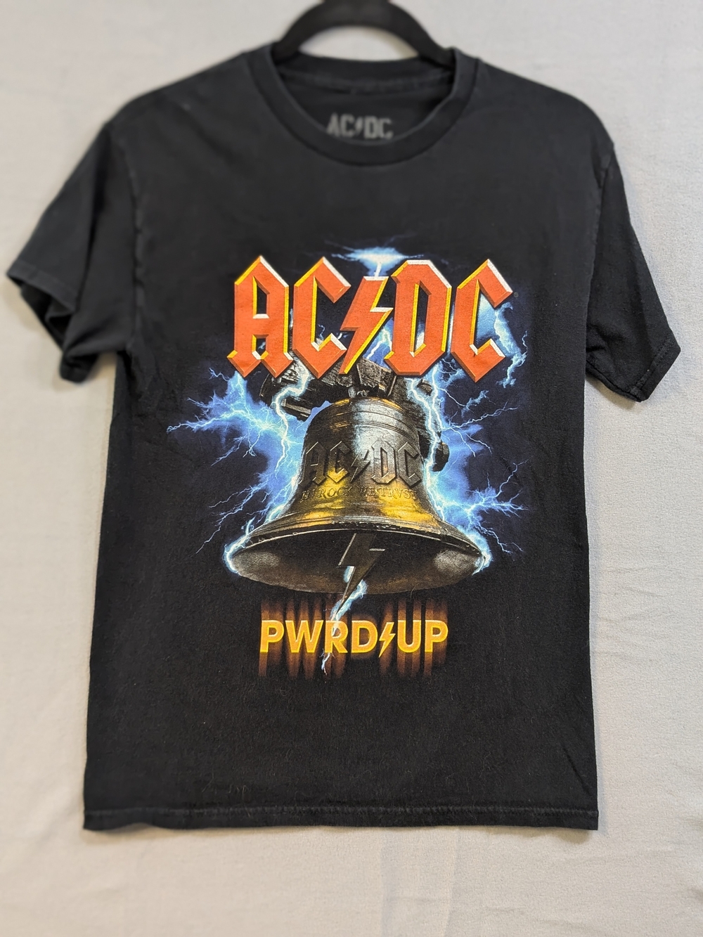 AC/DC Black Kids Short Sleeve Tee with Orange Logo and Gold Bell